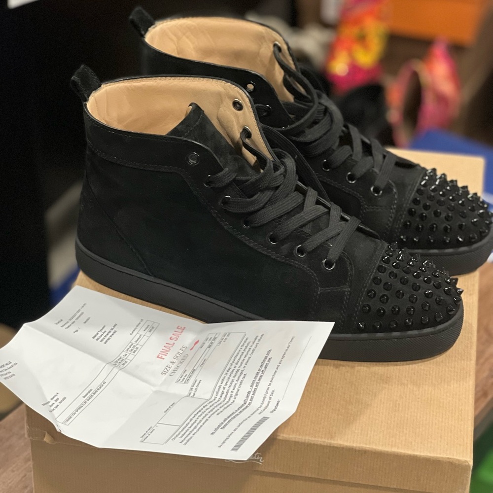 Christian Louboutin Mens Lou Spike High Top Sneakers